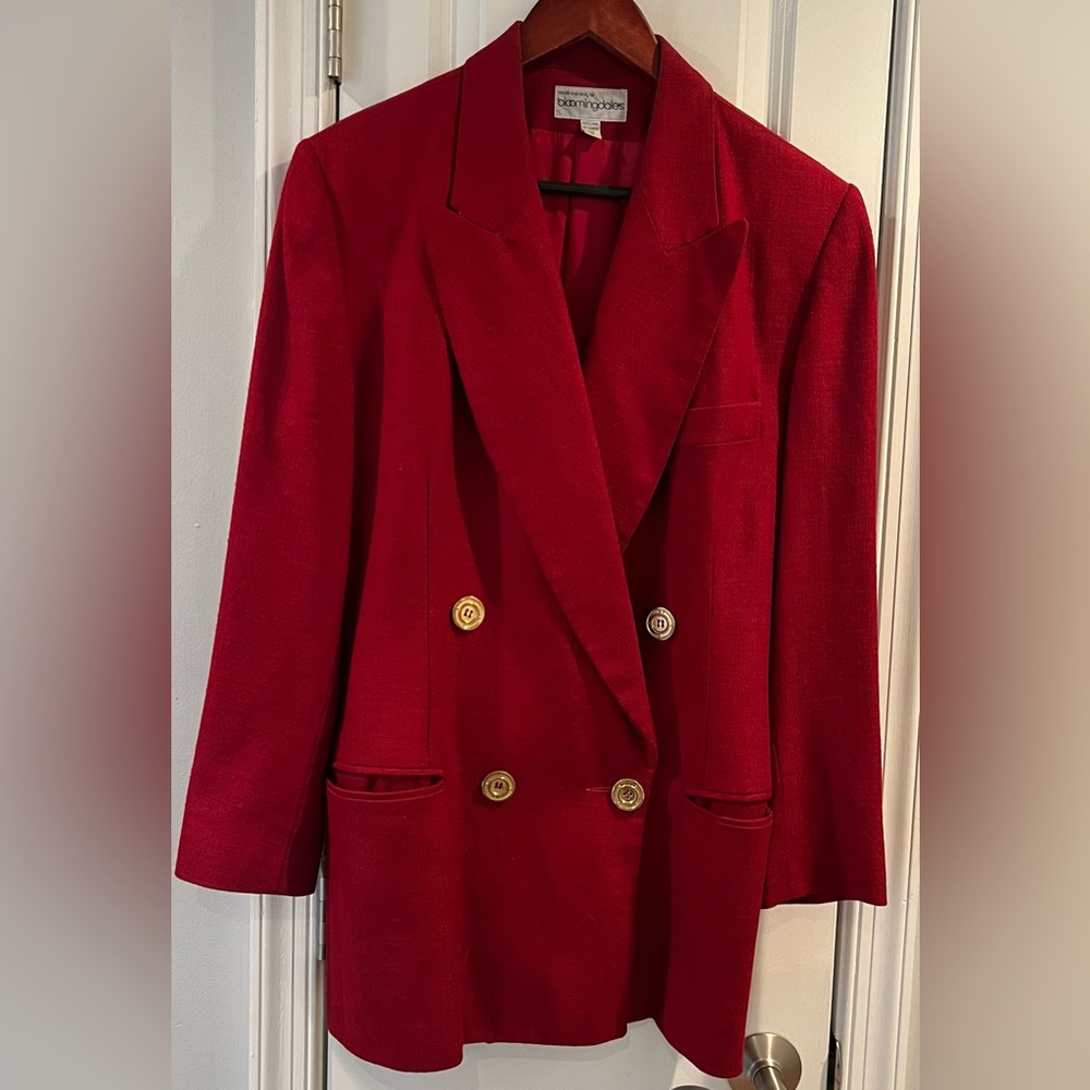 Red Bloomingdale’s Oversized Blazer Size 8